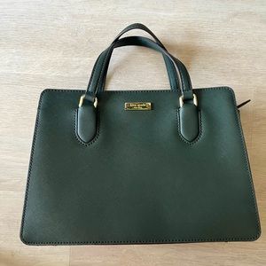 Kate Spade Laurel Way Reese Satchel Leather Bag Crossbody Emerald Green